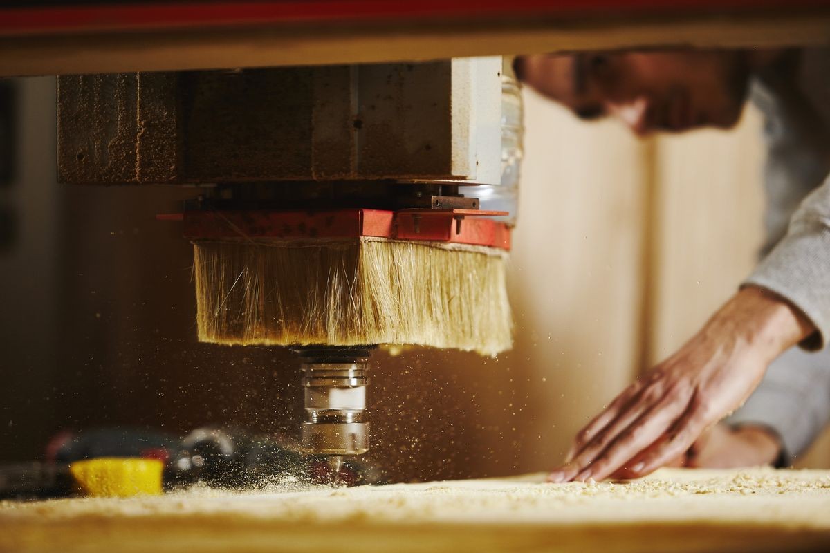 Cutting wood using a machine with numerical control. Cnc tool.